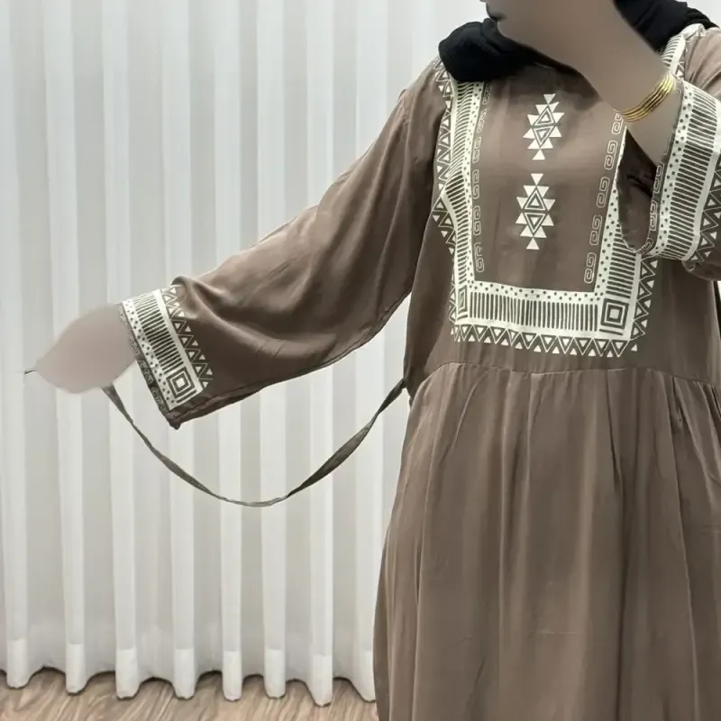 پیراهن ساحلی نخی زنانه مدل سرخپوستی فری سایز مناسب تا 44 با کمربندجدید
