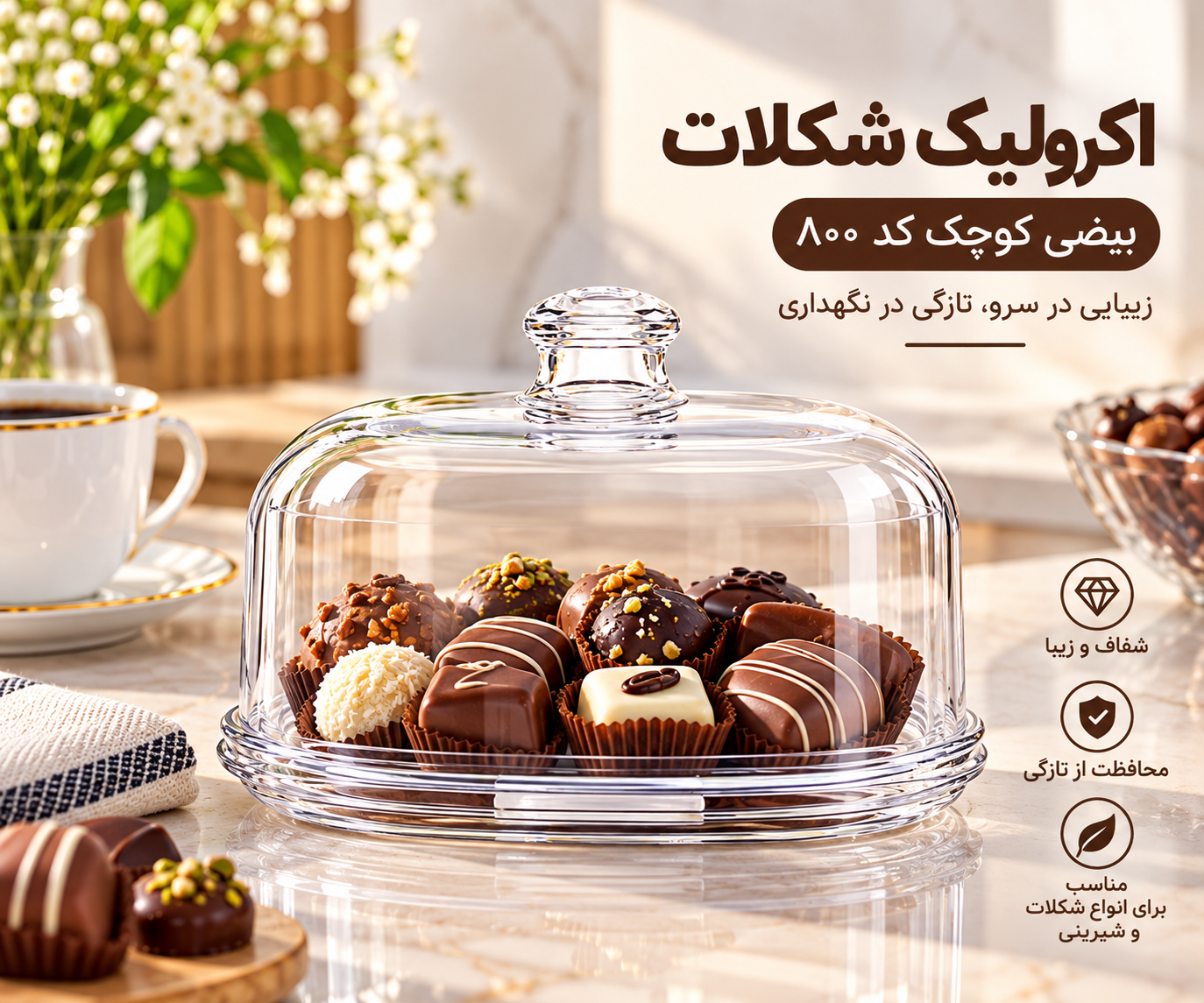 شکلات خوری اکرولیک بیضی کوچک کد800
