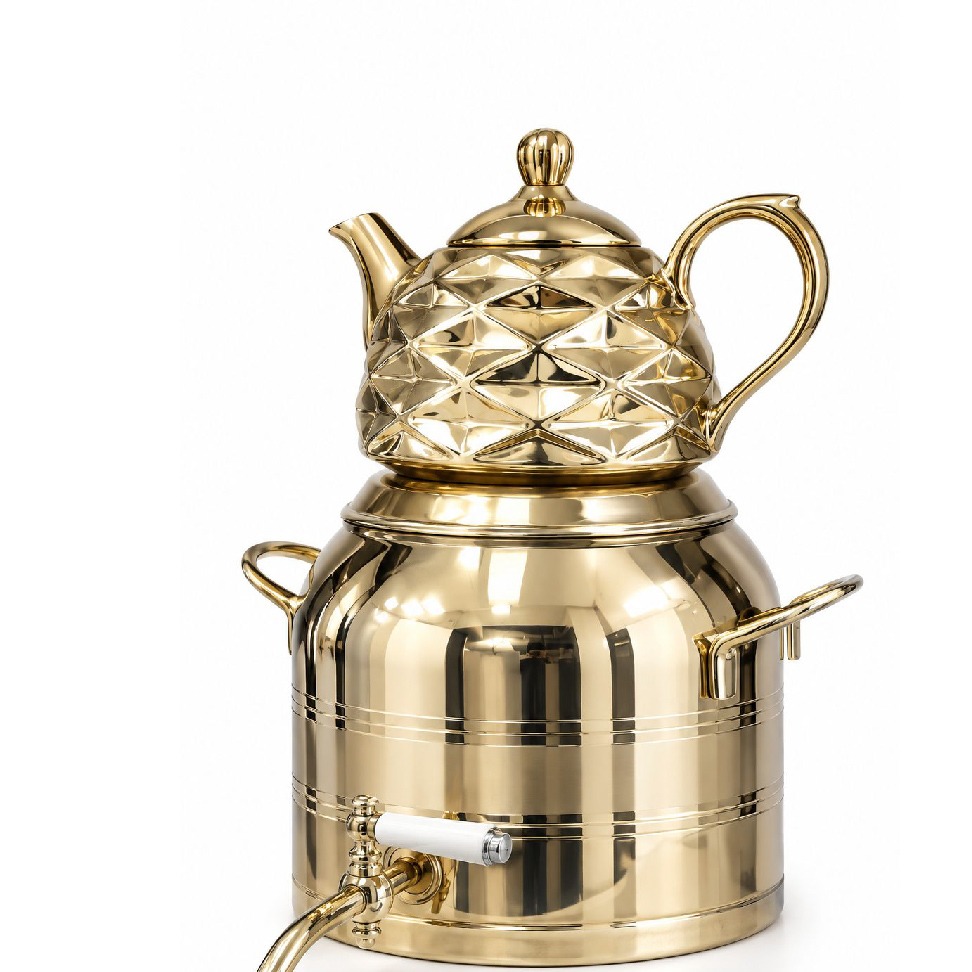 کتری قوری طلایی کفه چدن کد 32 ( رنگ ثابت)