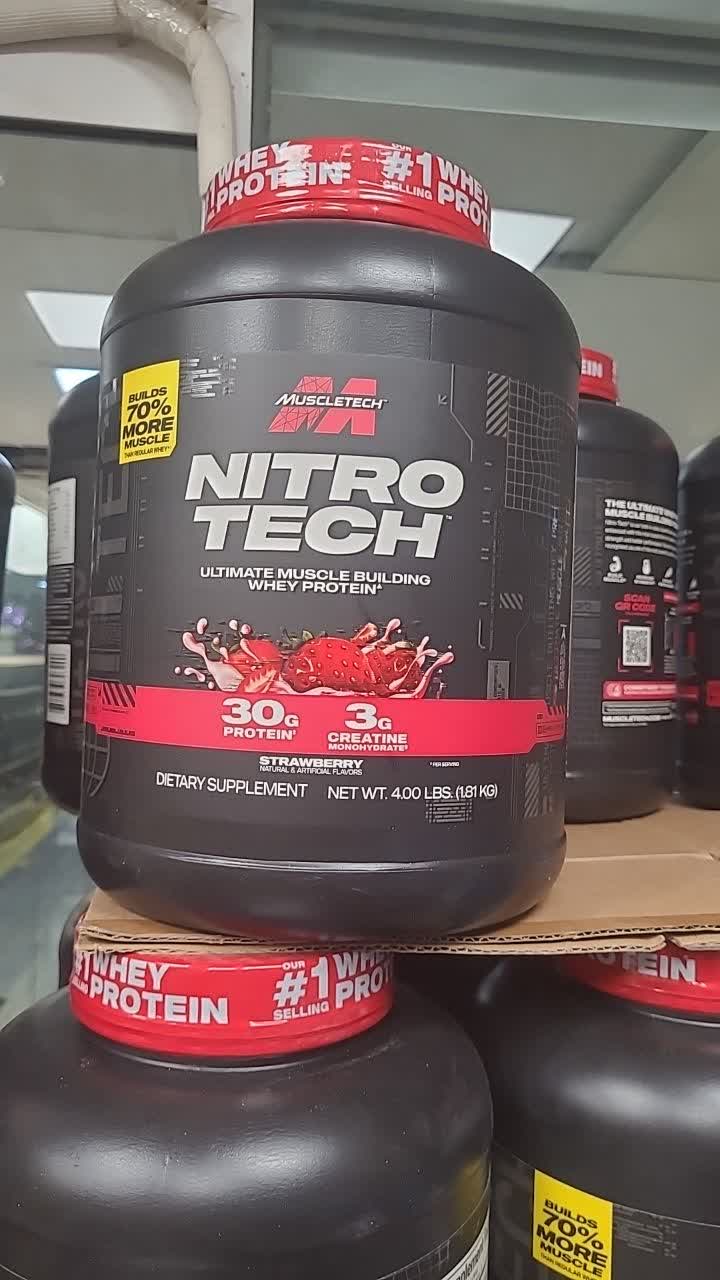 پروتئین وی نیتروتک ماسل تک 1.81 کیلوگرم توتفرنگی با کیفیت | MuscleTech Nitro Tech 1.81kg Strawberry