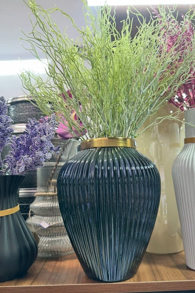 گلدون صدفی شیاردار رنگ سرمه ای