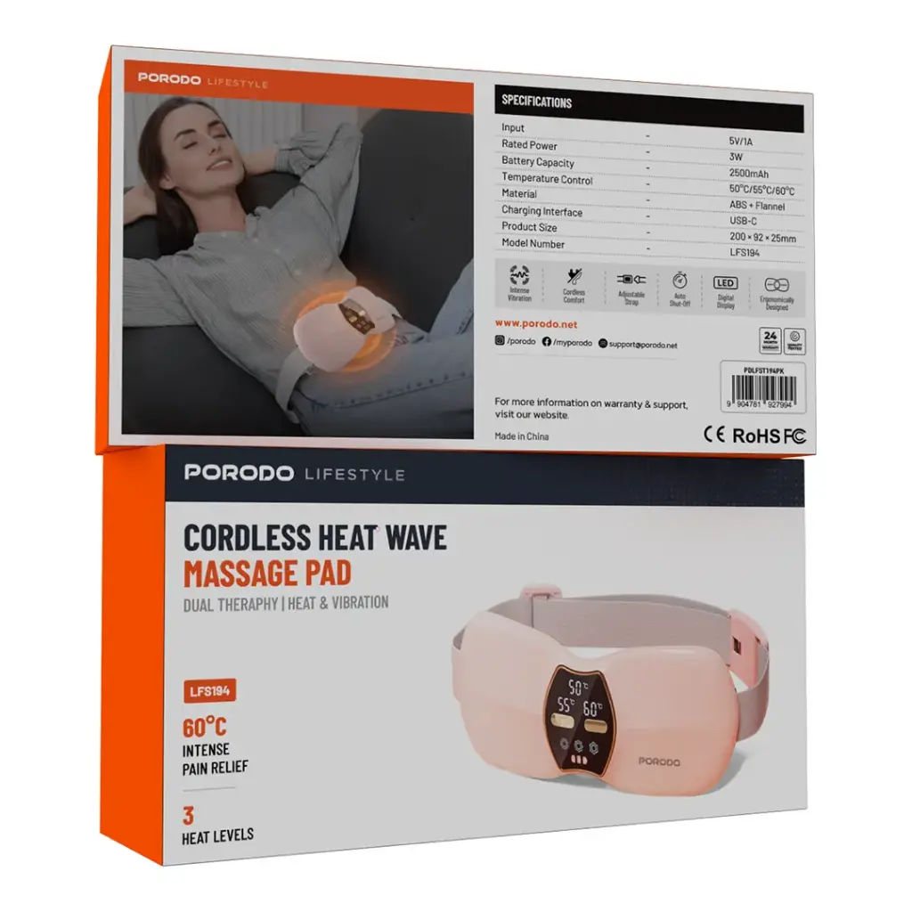 کمربند ماساژور حرارتی بیسیم پورودو لایف استایل مدل Cordless Heat Wave Massage Pad