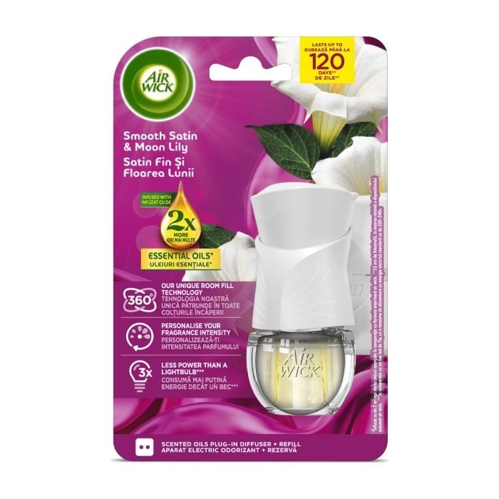 دستگاه خوشبوکننده هوا ایرویک Air WICK مدل Smooth Satin Moon Lily با یدک 19 میل