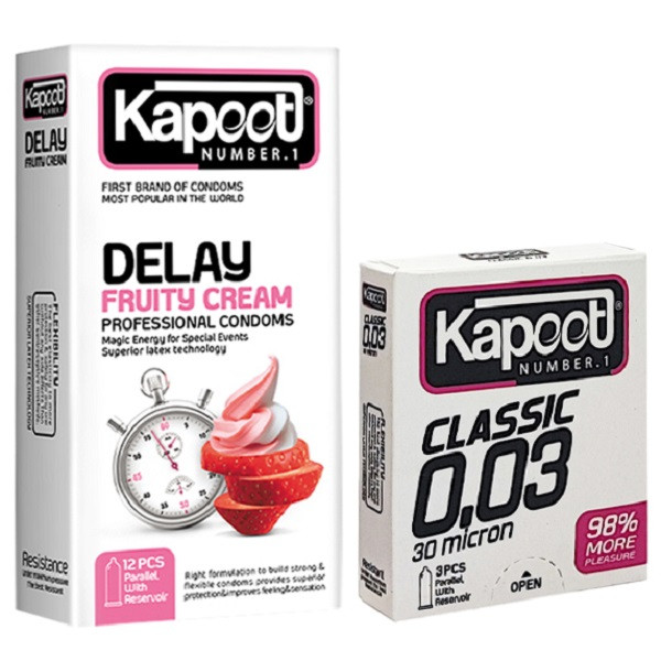 کاندوم کاپوت مدل Delay Fruity Cream بسته 12 عددی به همراه کاندوم کاپوت مدل Classic بسته 3 عددیجدید