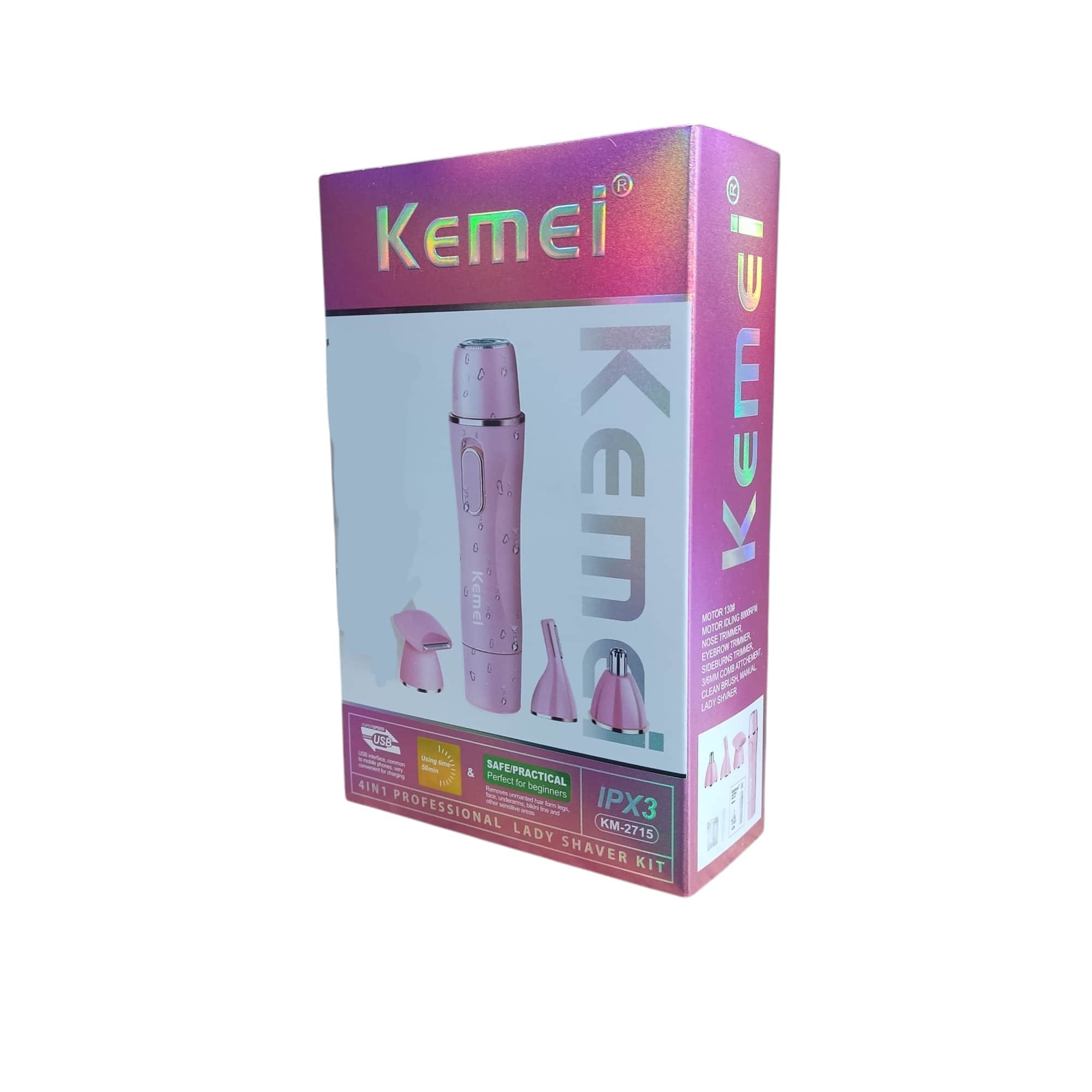 ست اصلاح 4 کاره بانوان Kemei KM-2715 شیور صورت ابرو بینی و خط زن با شارژ USB