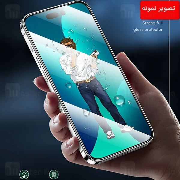 گلس تمام صفحه تمام چسب آیفون گرین لاین Apple iPhone 14 Plus Green Lion 9H Steve
