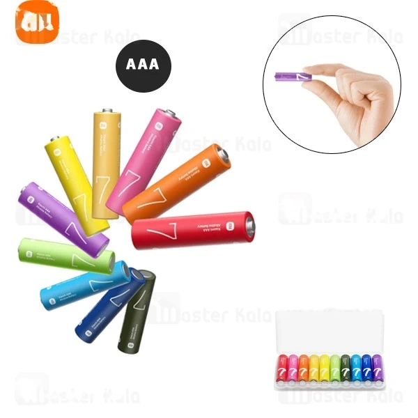 پک 10 تایی باتری رنگین کمانی نیم قلمی شیائومی مدل Xiaomi ZI7 LR03 Alkaline AAAجدید