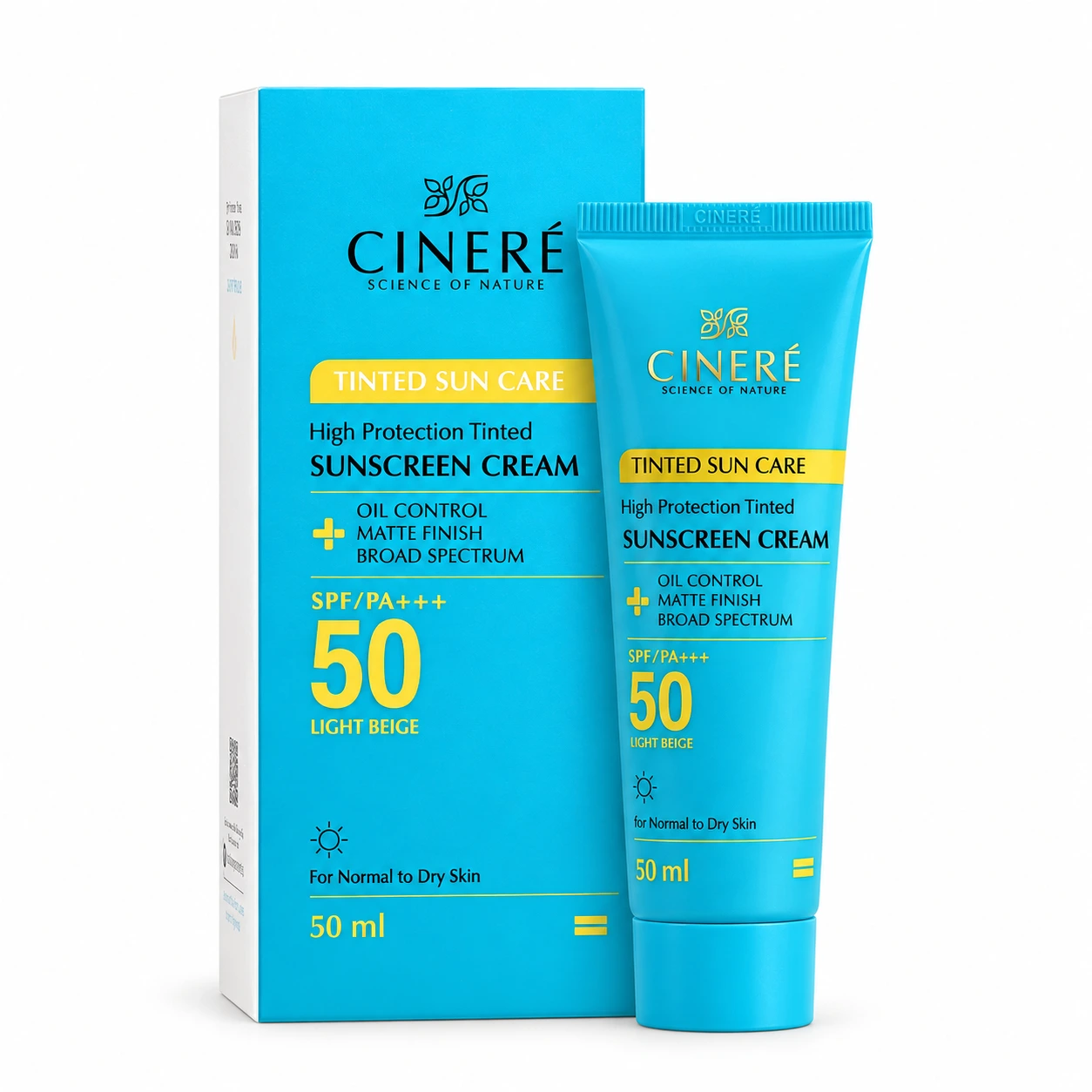 کرم ضد آفتاب رنگی سینره SPF 50 مناسب انواع پوست حجم 50 میلی لیتر