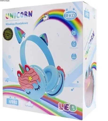 خرید هدفون بلوتوثی عروسکی طرح یونیکورن مدل UNICORN RKD6902جدید