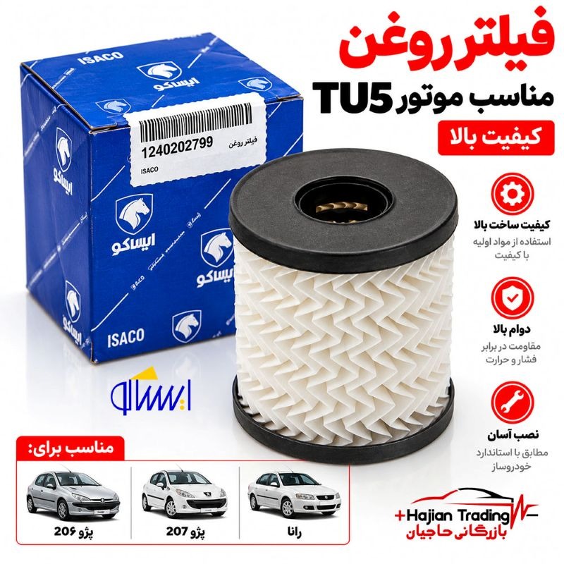 فیلتر روغن ایساکو موتور TU5 مناسب206،207ورانا کد 1240202799
