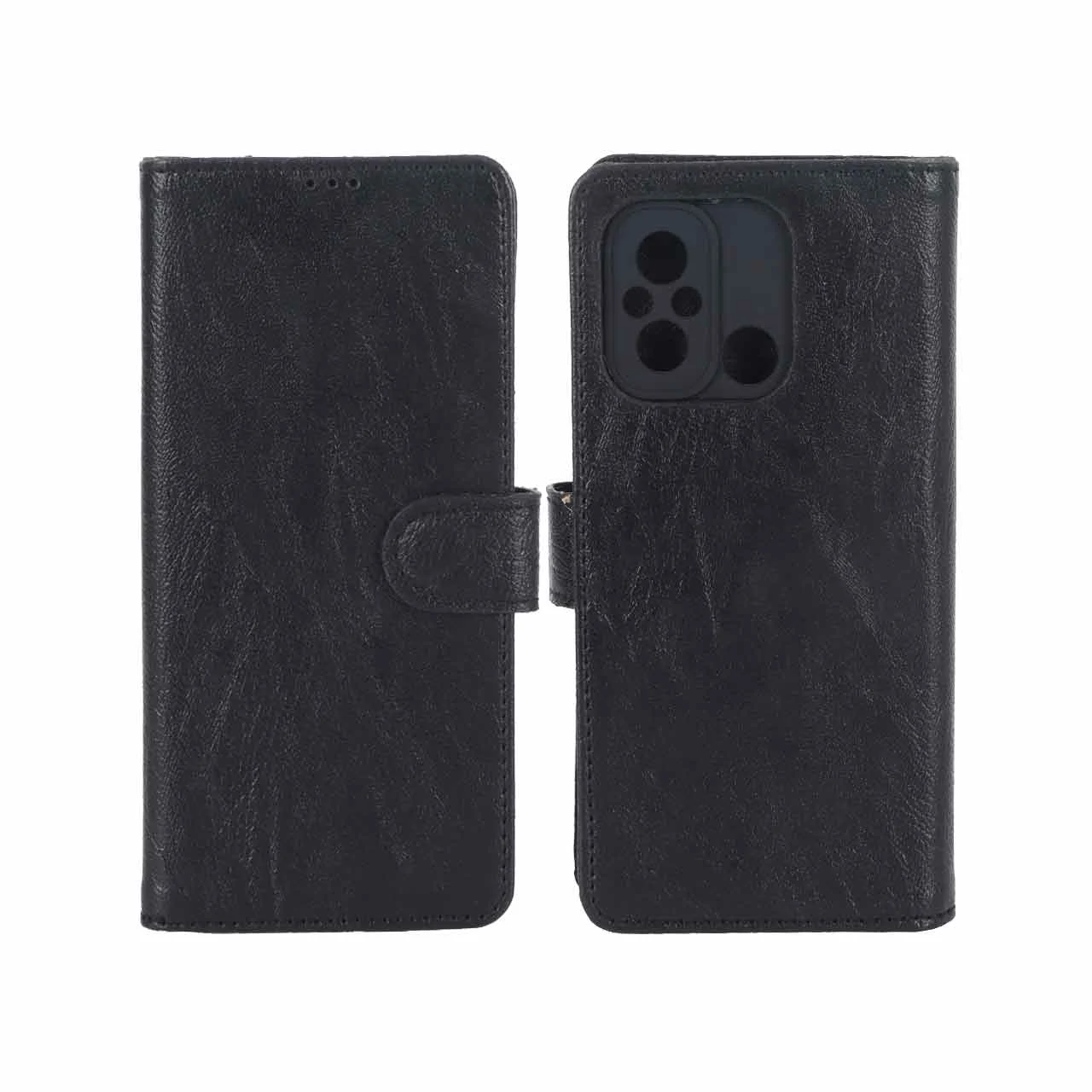 کیف موبایل چرمی مگنتی محافظ لنزدار Xiaomi Redmi 12C / Redmi 11A / Poco C55