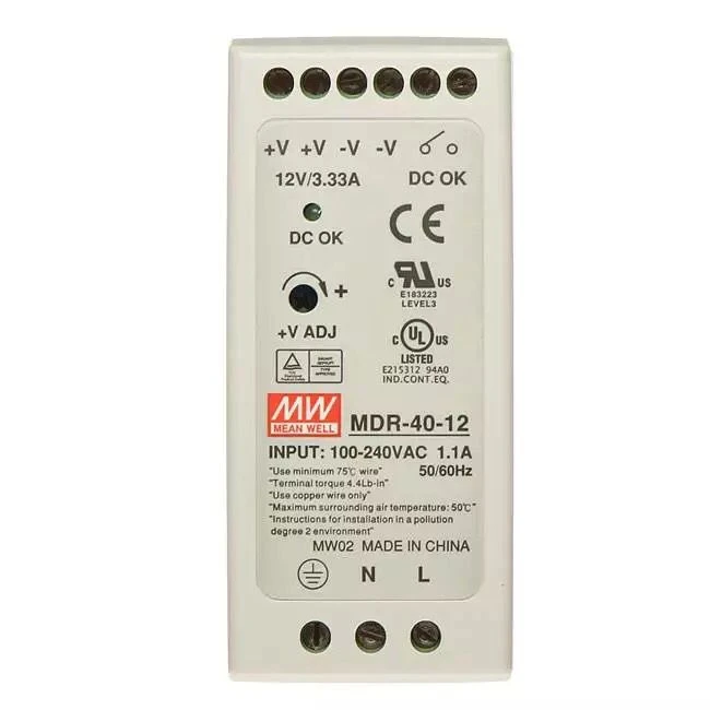 منبع تغذیه 12 ولت 3.33 آمپر مینول مدل MDR-40-12 کد B15081جدید