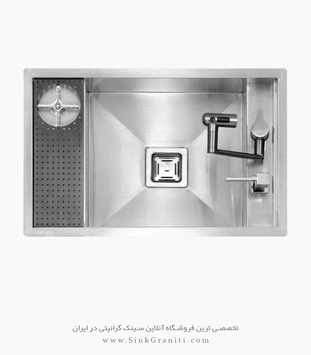 سینک ایلیا استیل مدل 6036 توکار دارای شیرآب و لیوان شور