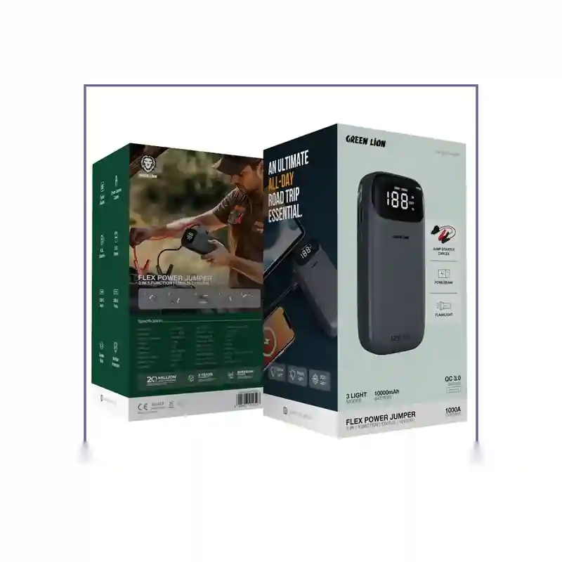 جامپ استارتر و پاوربانک گرین لاین Green Lion Flex Jumper and Power Bank GNFLXJUMP10GYجدید