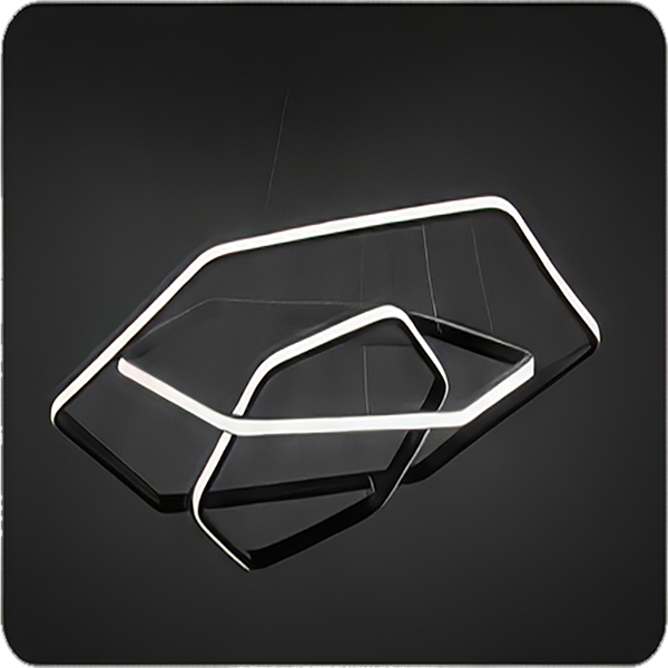 لوستر سقفی SMD مدرن 3 حلقه شش ضلعی با ریموت کنترل 4 حالته وارداتی/مشکی/24 ماه ضمانت