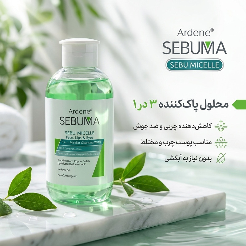 محلول پاککننده آرایش صورت آردن سبوما مدل 3-1 حجم 500 میلیلیتر