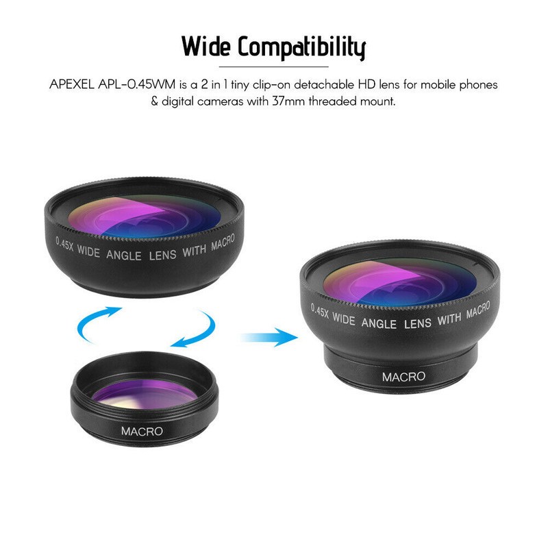 لنز کلیپسی موبایل اپیکسل مدل APL-0.45WM کد wide angle macro