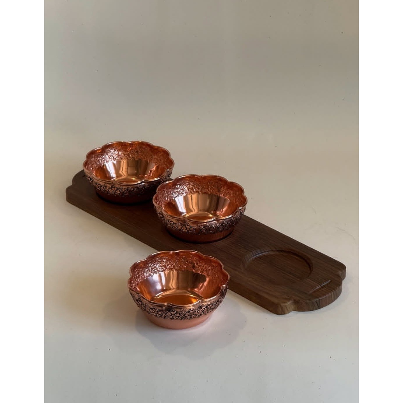 اردخوری مسی 3 تایی گلبرگ دیبا نانو خطی