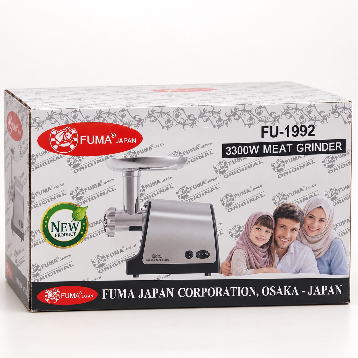 چرخ گوشت فوما مدل FU-1992 توان حداکثر 3300 وات، تیغه استیل ضدزنگ، چرخش معکوس، سوسیسساز و کبهساز با 2 سال گارانتی