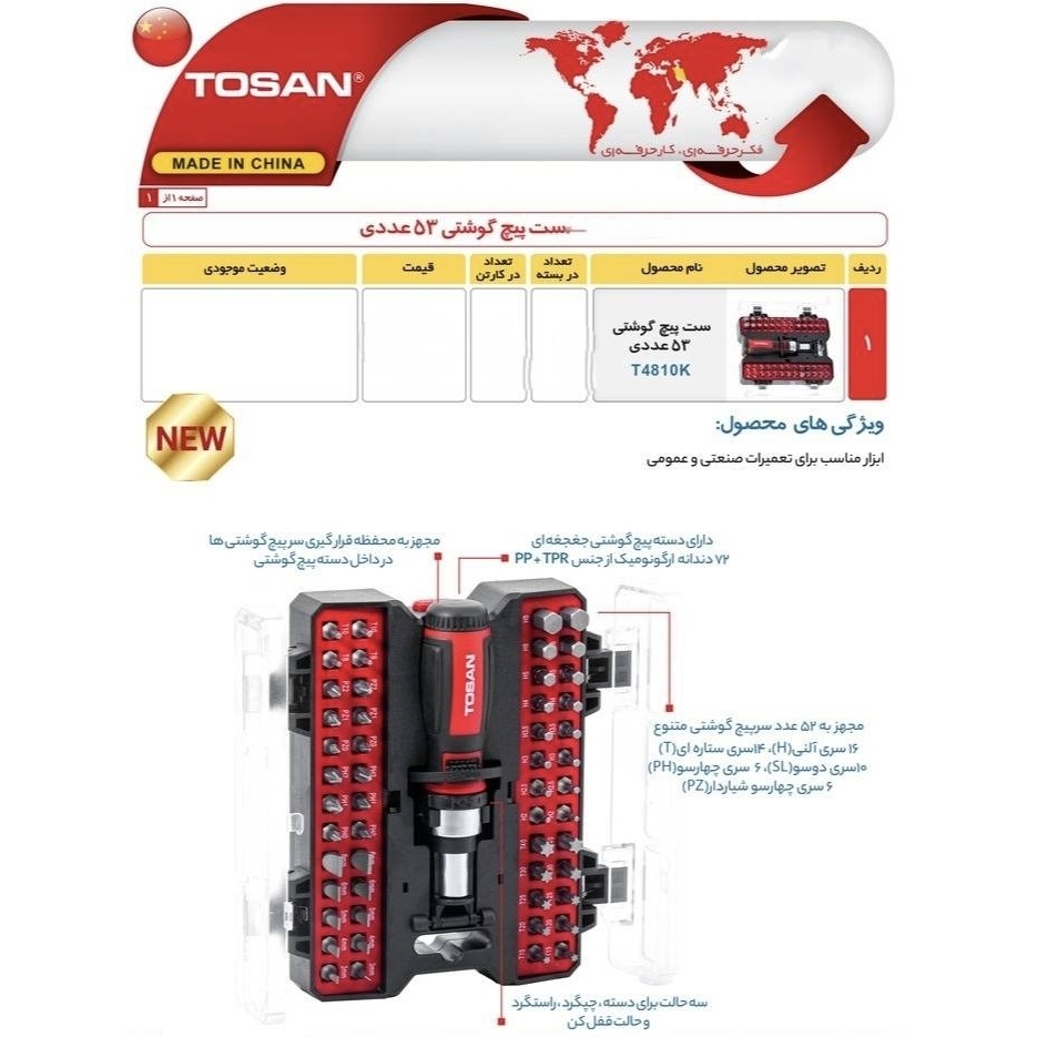 پیچ گوشتی توسن مدل 4810 مجموعه 53 عددی(ساخت چین)