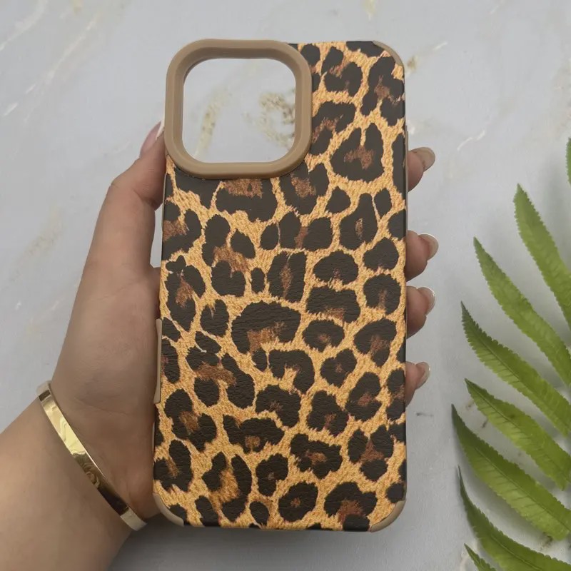 قاب گوشی iPhone 16 Pro Max آیفون مخملی پلنگی Leopard ایربگ دار کد E27-157599