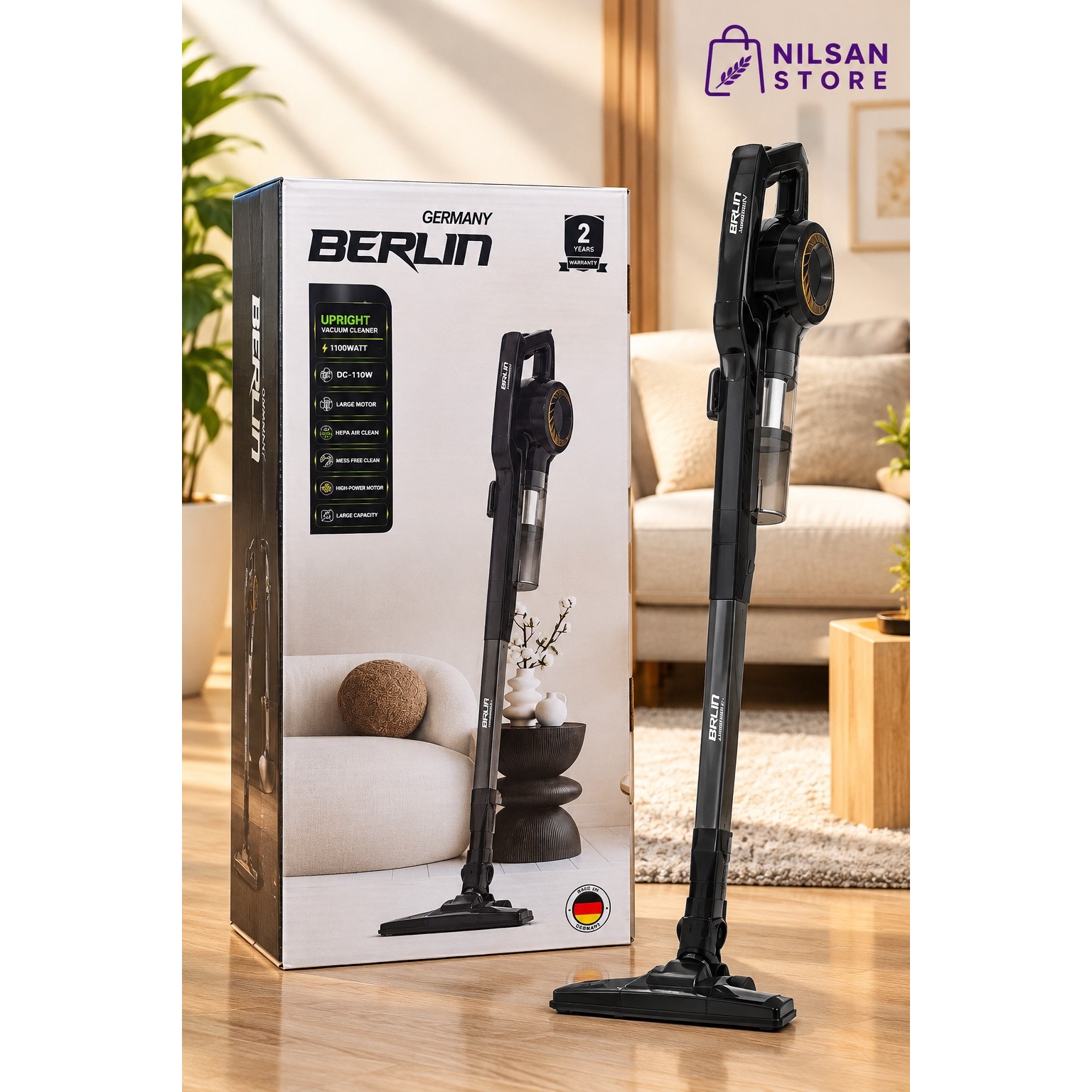 جارو عصایی برلین مدل BG1130 با توان 1300 وات
