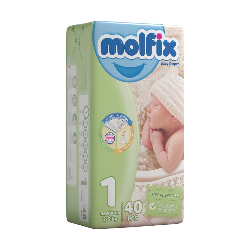 پوشک مولفیکس سایز 1 بسته 40 عددیجدید