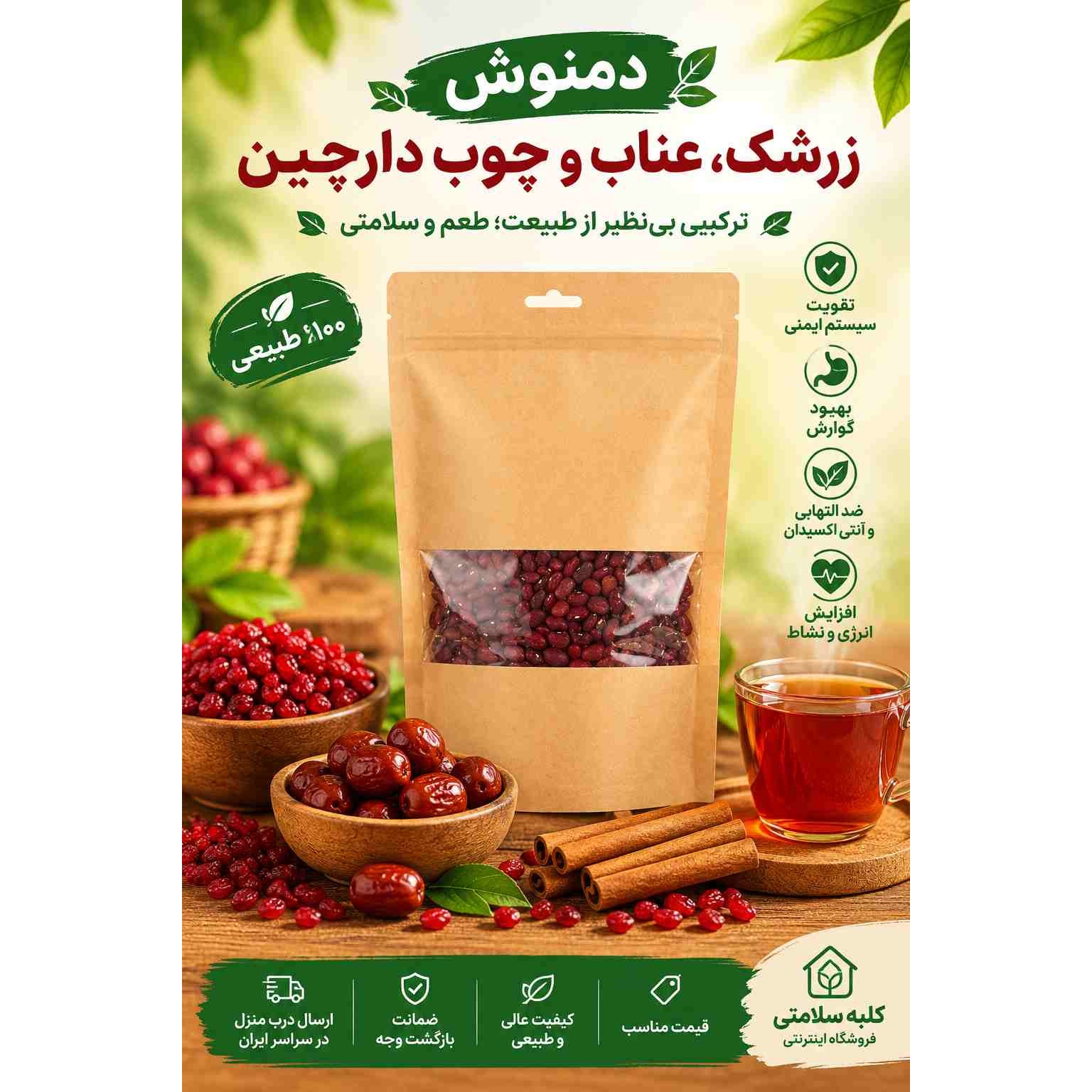 دمنوش زرشک و دارچین و عناب 250 گرمی 