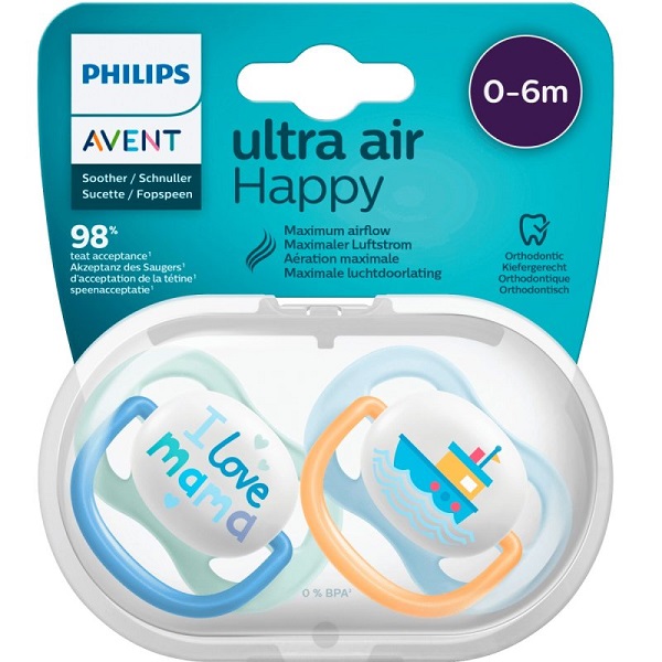 پستانک ارتودنسی 6-0 ماه اونت Philips Avent کشتی و I love mamaجدید