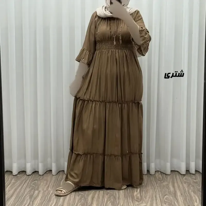 پیراهن ساحلی زنانه نخی مدل پرنسسی فری سایز مناسب تا 48 با کمربندجدید