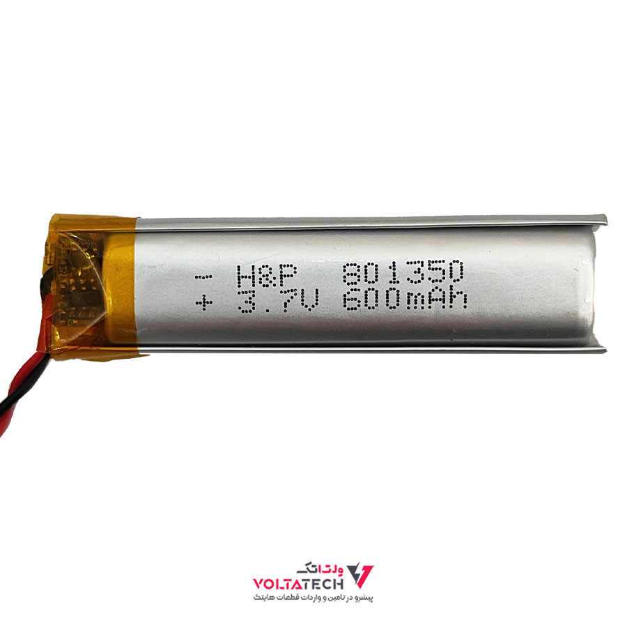 باتری لیتیوم پلیمر 3.7v ظرفیت 600mA ابعاد 801350