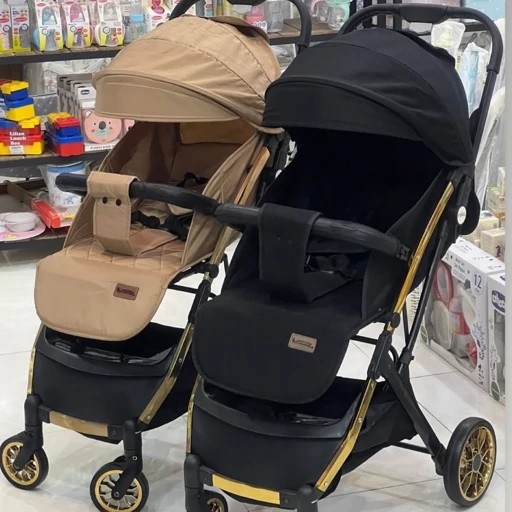 کالسکه بیبی استار مدل ریچ کیدز baby 7 pro بدنه طلایی(روبه مادرشو)جدید