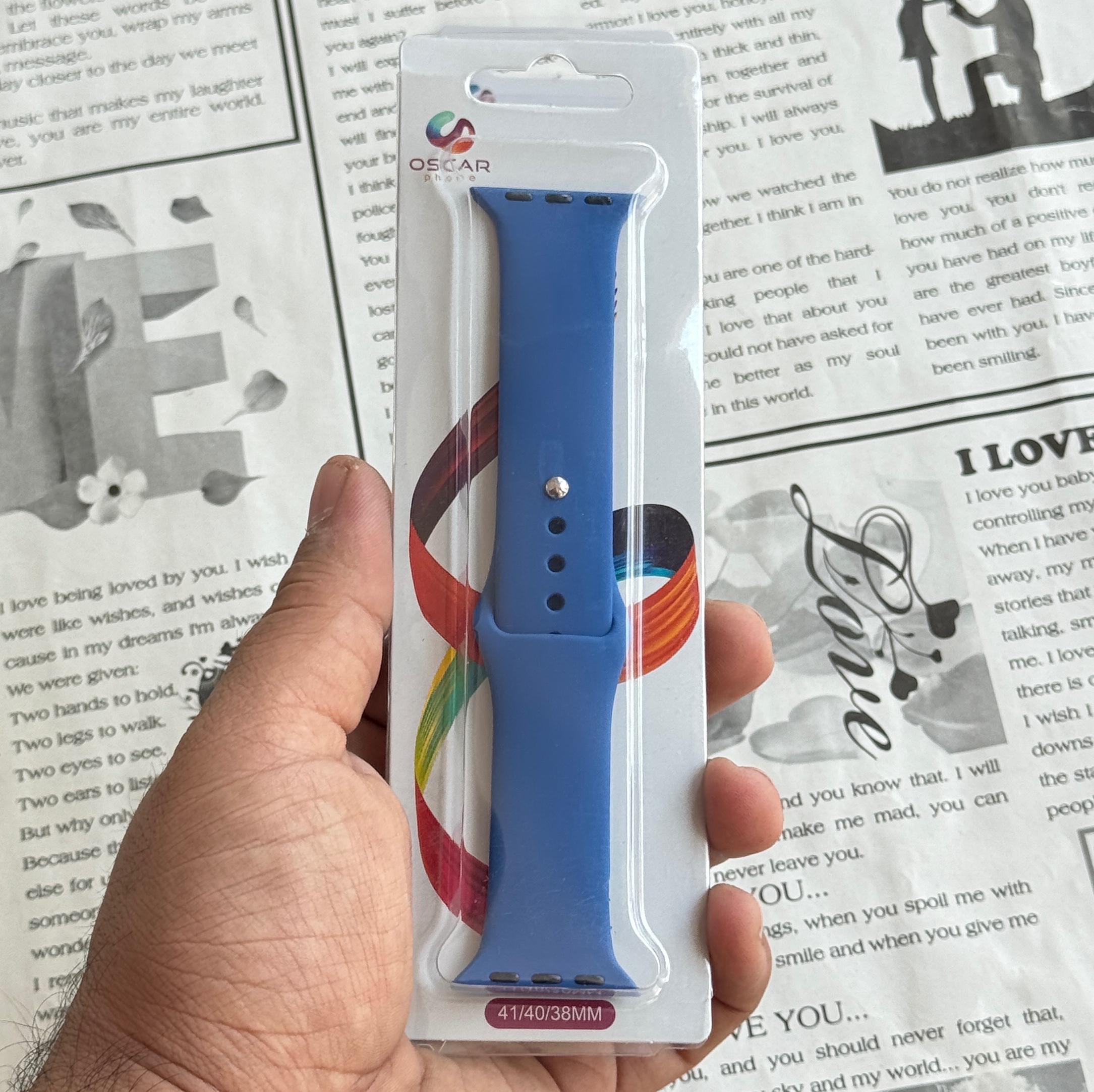 بند اپل واچ سیلیکونی آبی ، سایز 38 تا 41جدید