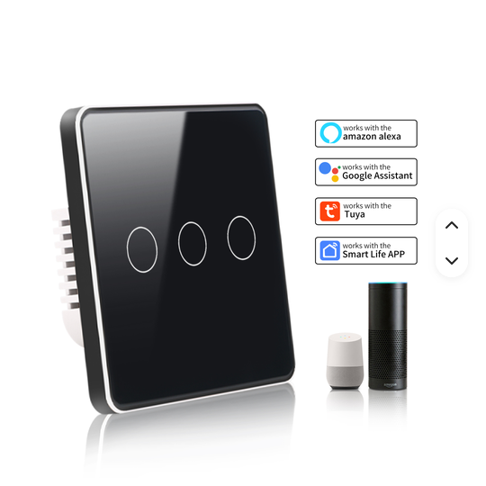 کلید هوشمند سه پل لمسی کرو وایفای تویا wifi tuya حاشیه متال ضد خش ضداب کلید هوشمند 3 پل