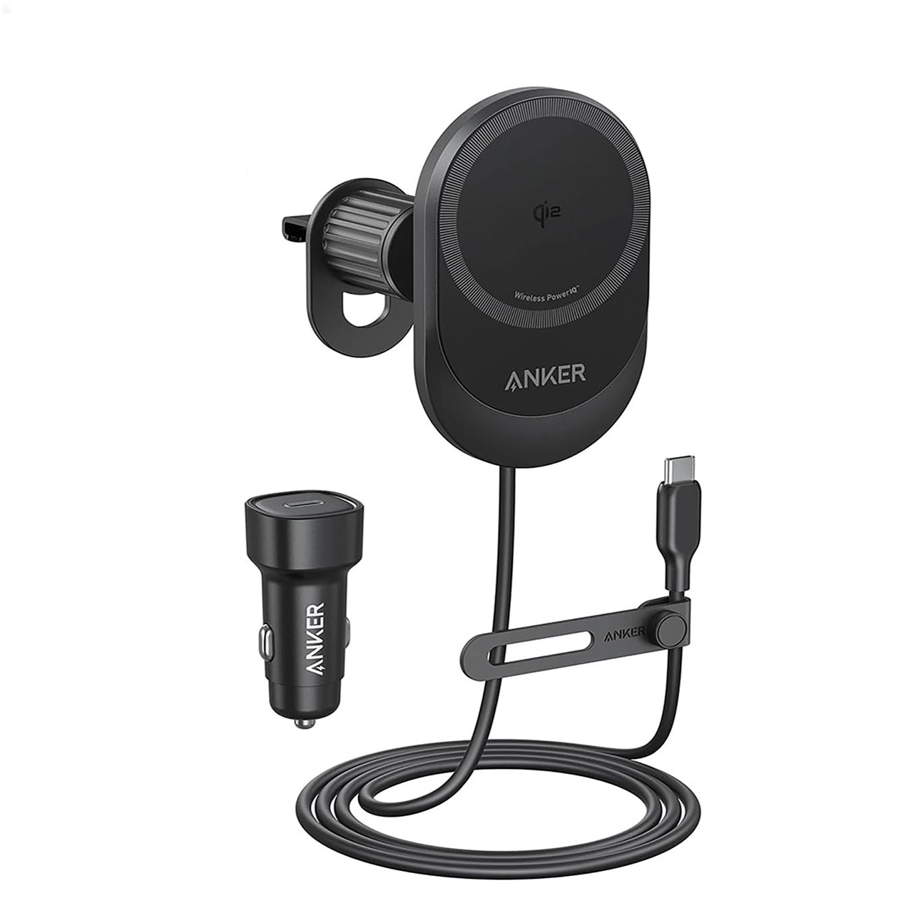 هولدر و شارژر وایرلس گوشی موبایل Anker مدل B2932H11 به همراه شارژر فندکی - مشکی (گارانتی شش ماهه )