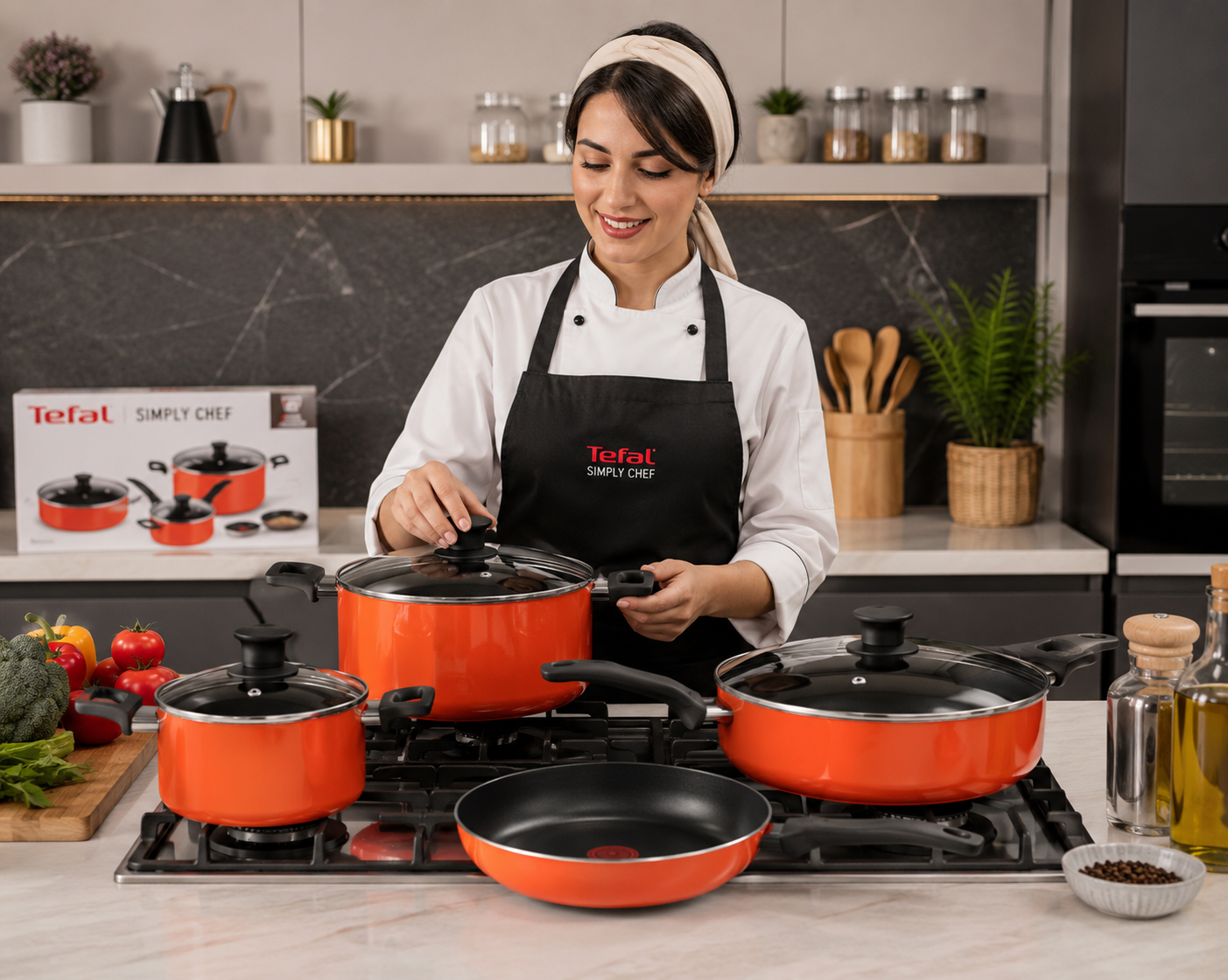 سرویس قابلمه 9 پارچه تفال مدل Simply Chef