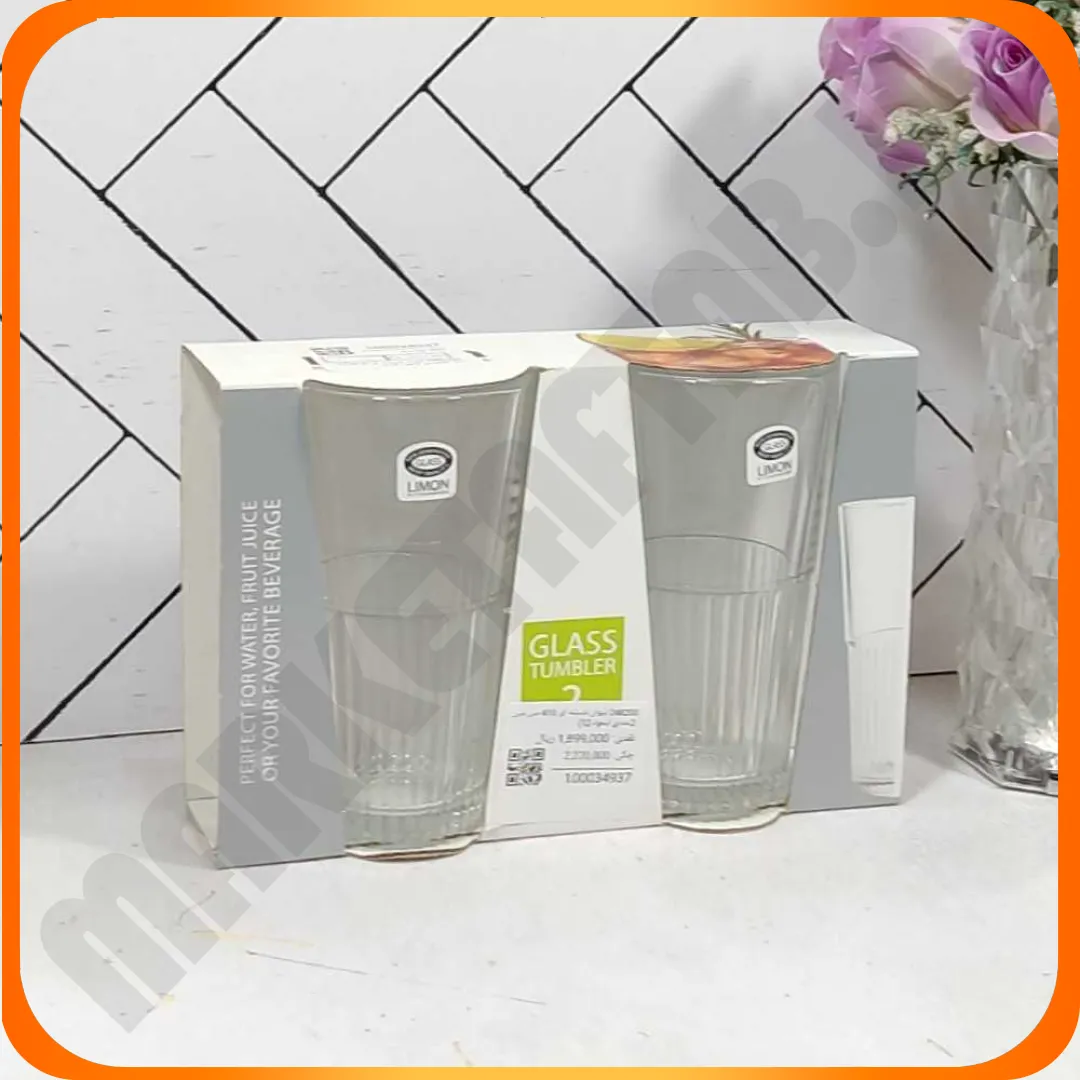 248200 لیوان شیشه ای 410 سی سی 2عددی لیمونہ12)