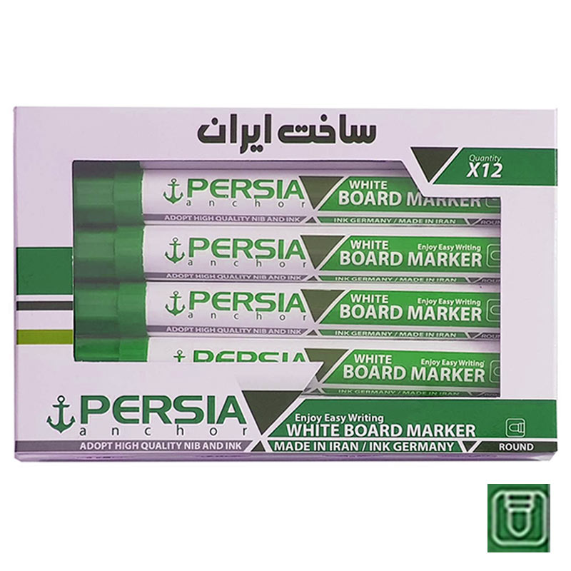 ماژیک وایت برد پرشیا نوک گرد سبز بسته 12 عددی