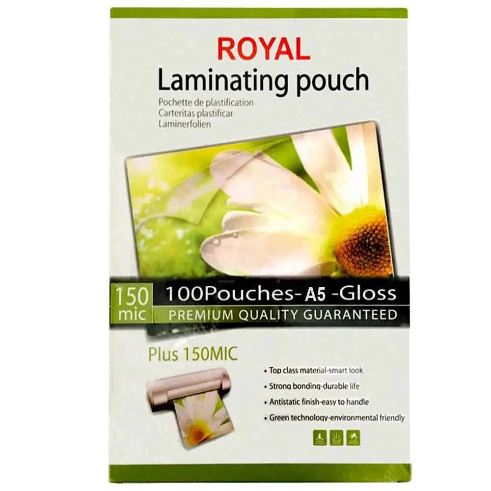طلق پرس A5 براق 150 میکرون رویال Royal بسته 100 عددی مدل 2