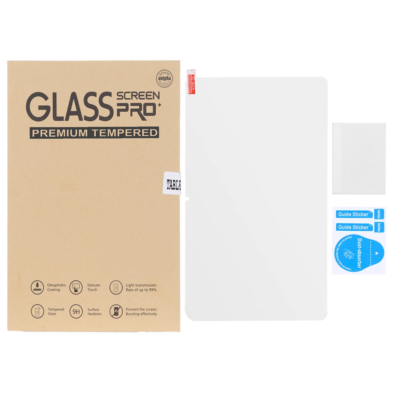 محافظ صفحه نمایش شیشه ای تبلت Unipha به همراه کاردک Samsung Galaxy Tab A9 Plus / Tab A11 Plus (پک دار)