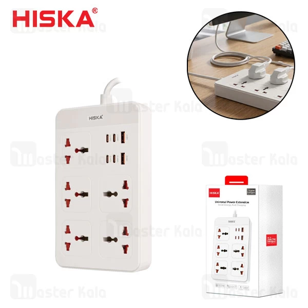 چند راهی برق و شارژر هیسکا Hiska CH-5521 دارای 6 پورت