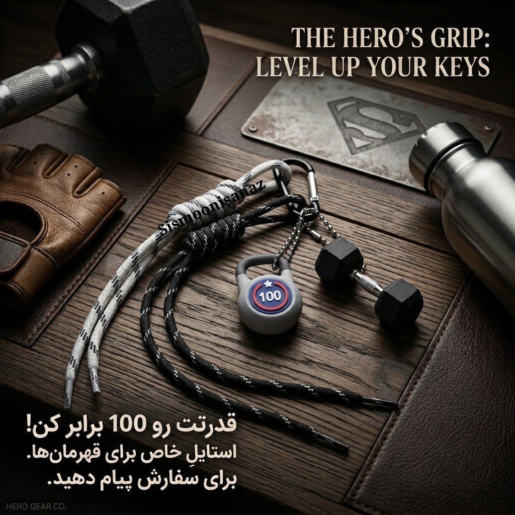 آویز کیف و کلید ورزشی مدل پاور 100 جاکلیدی طرح دمبل و کتلبل با قفل کارابینجدید