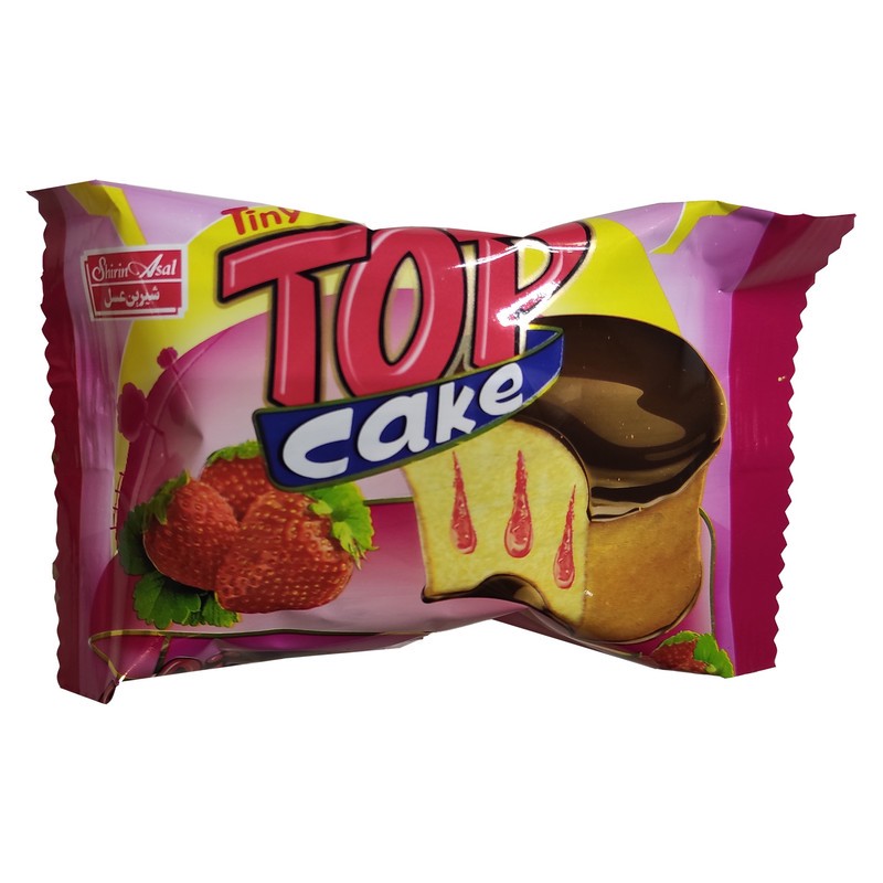 کیک مغزدار توت فرنگی با روکش کاکائو شیرین عسل - 30 گرم بسته 48 عددی