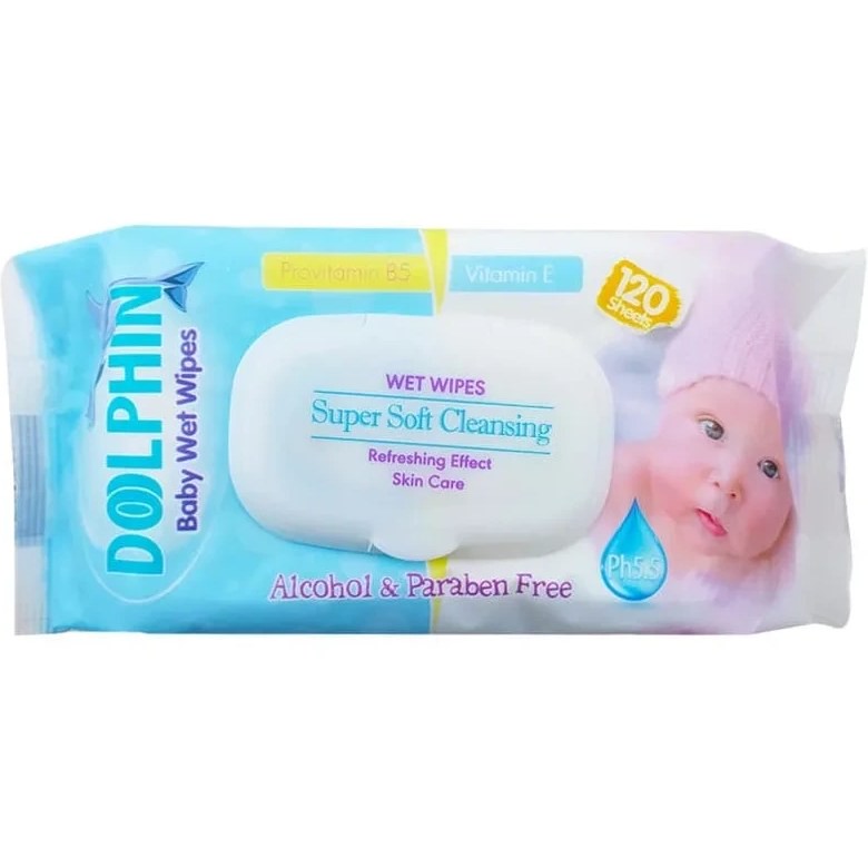 دستمال مرطوب کودک دلفین 120برگ Doolphin