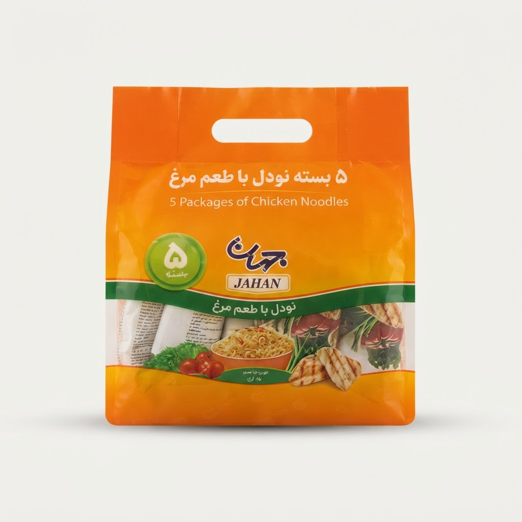 نودل رشته ای جهان پک 5 عددی با طعم مرغ