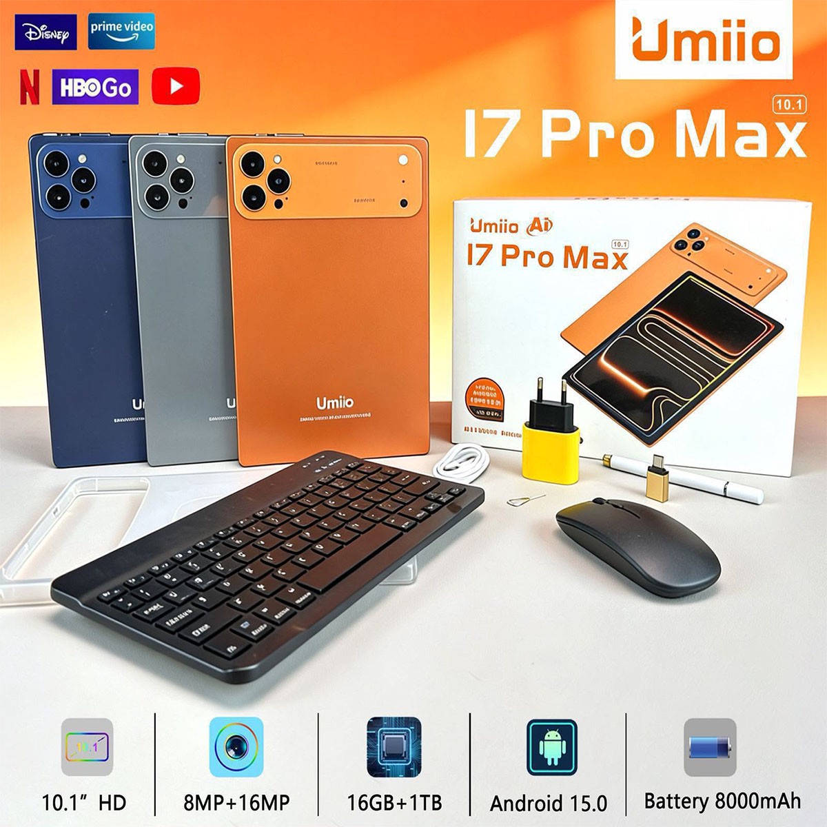 تبلت یومیو 17pro max حافظه 64 رم 4 گیگابایتجدید