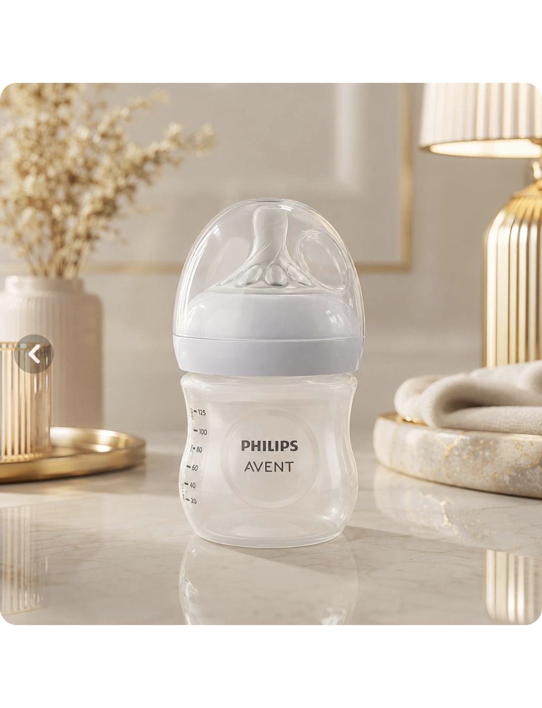 شیشه شیر طلقی 125 میل نچرال فیلیپس اونت philips avent با سرشیشه شماره 3