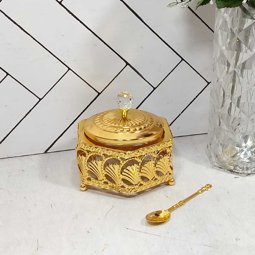 قندان GM20098G طلایی my HOME (48) -ارسال رایگان ارسال شکستنی و شیشه جات فقط با باربری با بیمه