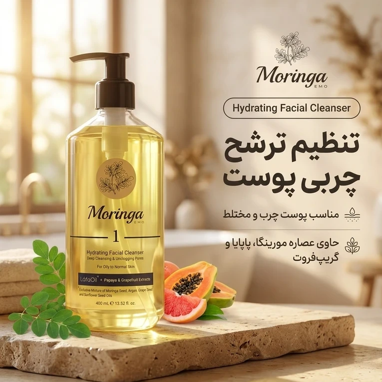 ژل شستشوی پوست چرب و مختلط و معمولی مورینگا