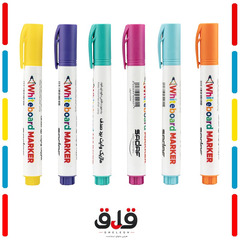 ماژیک وایت برد صدف بسته 6 رنگ (سر گرد) کد48